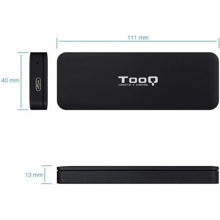 TooQ Caja Externa SSD M.2 NVMe PCIe 2230/42/60/80 para Disco USB 3.1 Gen 2 Tipo-C TQE-2280B - Compatible Windows/Mac/Linux, 1 TB, Aluminio Negro